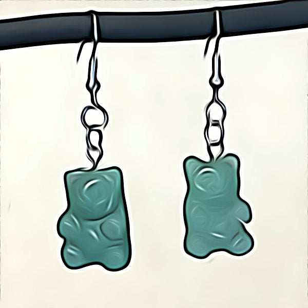 Green Aventurine Crystal Teddy Gummy Bear Earrings