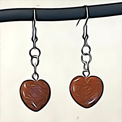 Gold Sandstone Crystal Heart Earrings
