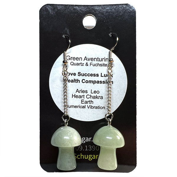 Green Aventurine Crystal Mushroom Earrings