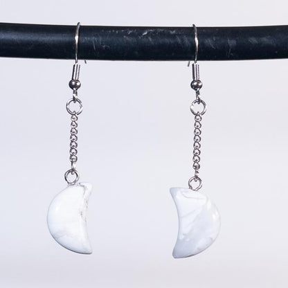 Howlite Crystal Moon Earrings