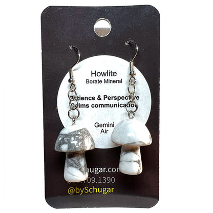 Howlite Crystal Mushroom Earrings