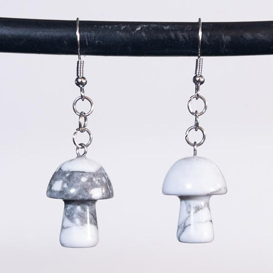 Howlite Crystal Mushroom Earrings