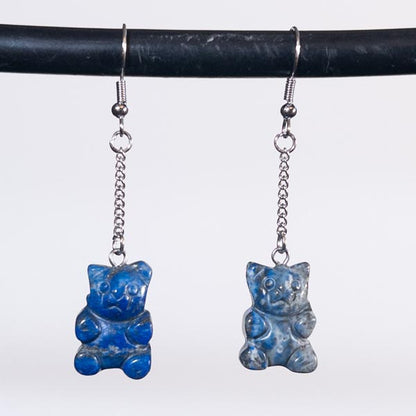 Lapis Lazuli Crystal Teddy Gummy Bear Earrings