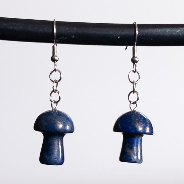 Lapis Lazuli Crystal Mushroom Earrings