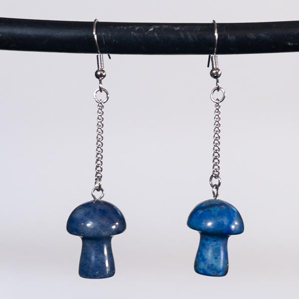 Lapis Lazuli Crystal Mushroom Earrings