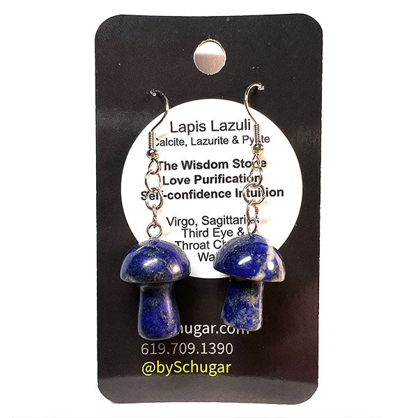 Lapis Lazuli Crystal Mushroom Earrings