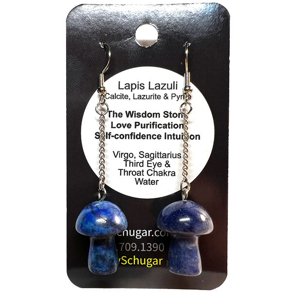 Lapis Lazuli Crystal Mushroom Earrings