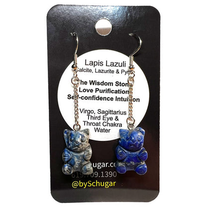 Lapis Lazuli Crystal Teddy Gummy Bear Earrings