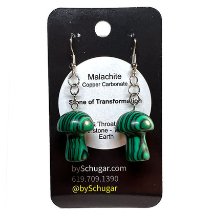 Malachite Crystal Mushroom Earrings