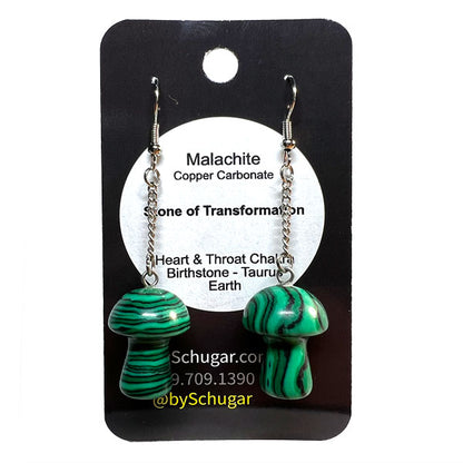 Malachite Crystal Mushroom Earrings