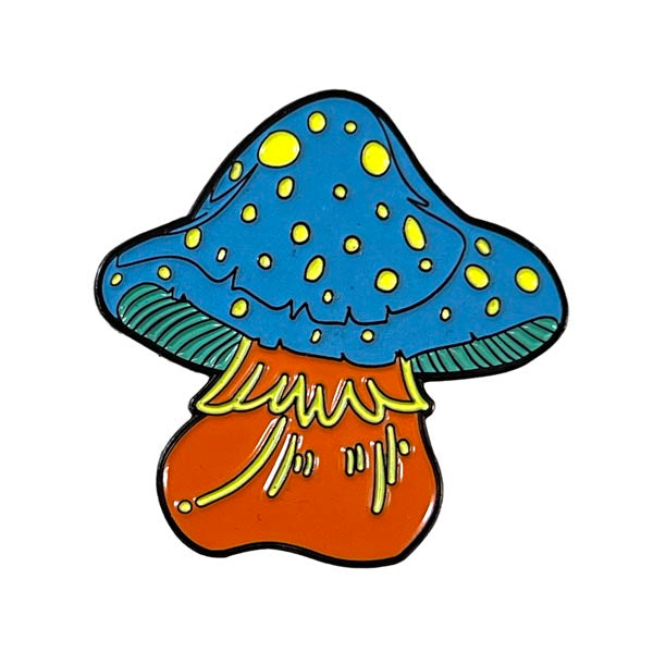 Mushroom Hat Pin 1.5" - Blue