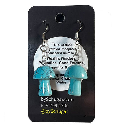 Turquoise Crystal Mushroom Earrings