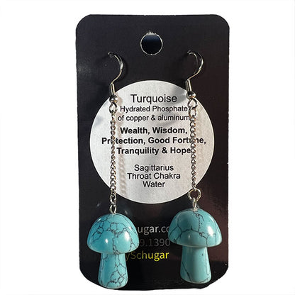 Turquoise Crystal Mushroom Earrings