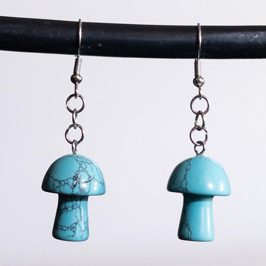 Turquoise Crystal Mushroom Earrings