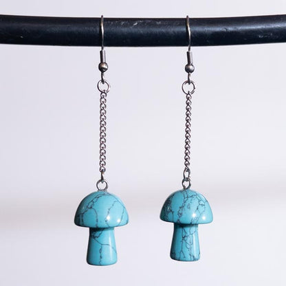 Turquoise Crystal Mushroom Earrings